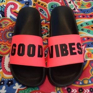 PINK “Good Vibes” Slide-On Sandals